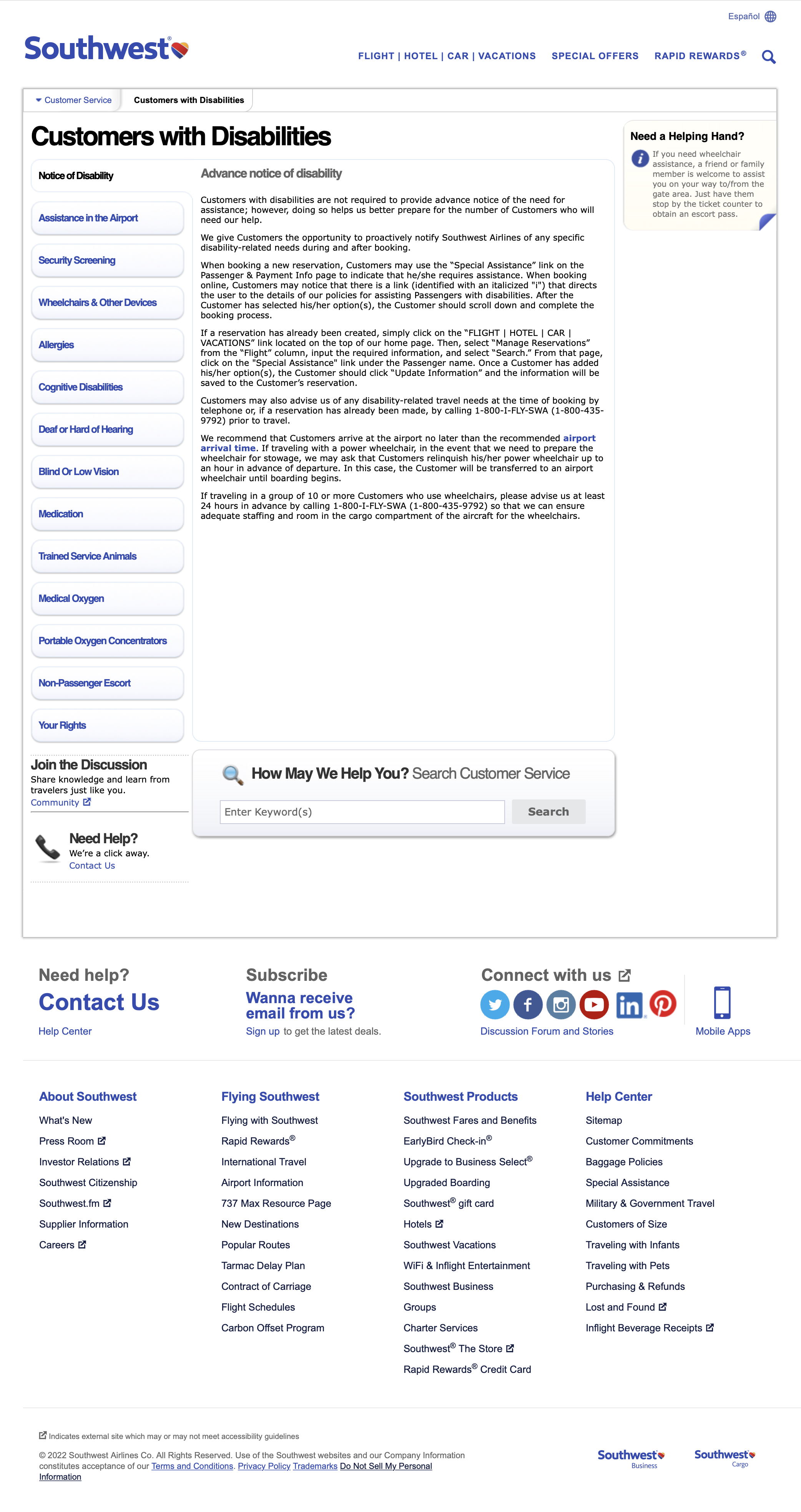 Accessible travel Help Center page