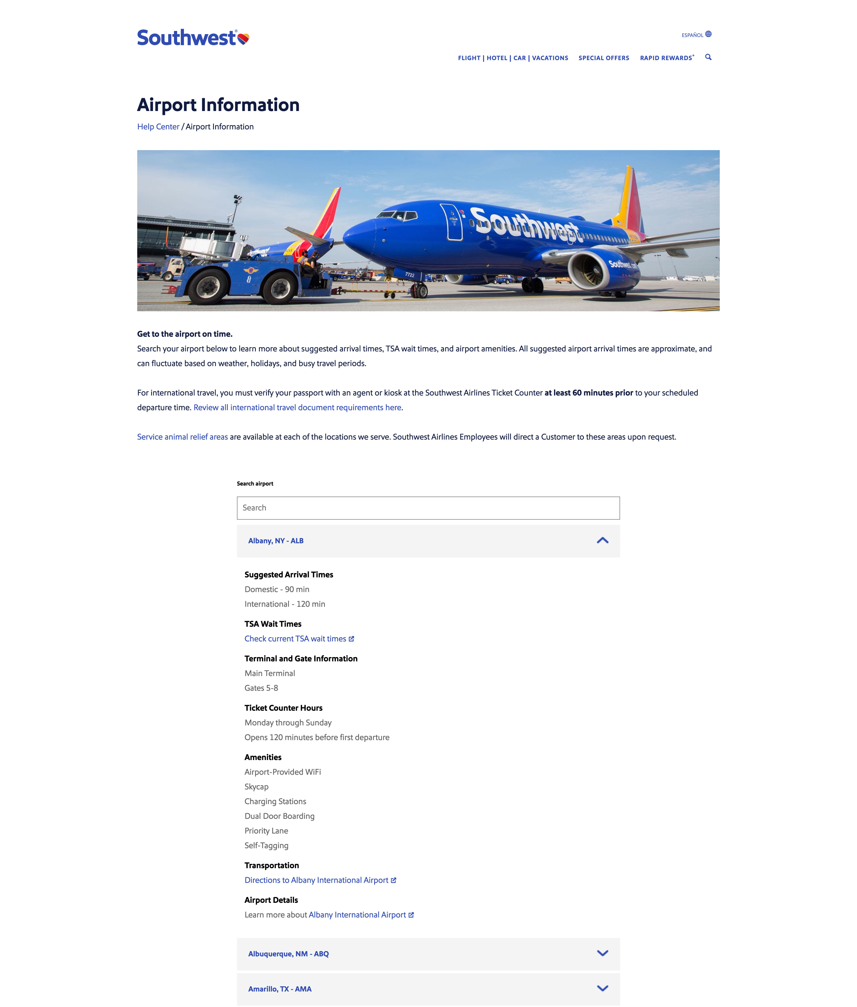 Airport information test results