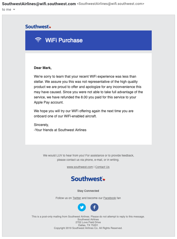 Automatic refund notification