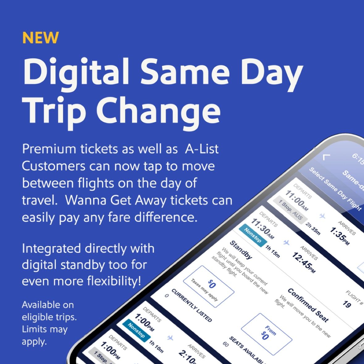 Same Day Change in the app