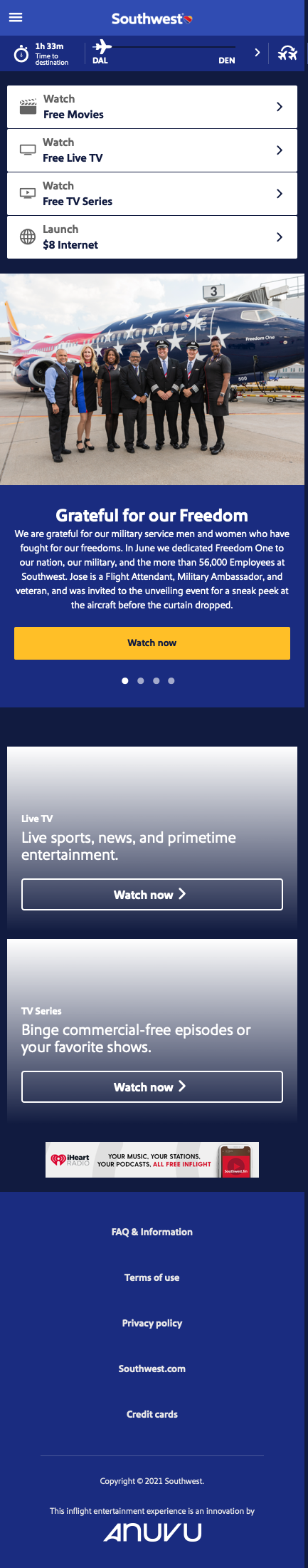 Intelligent quicklinks on inflight portal