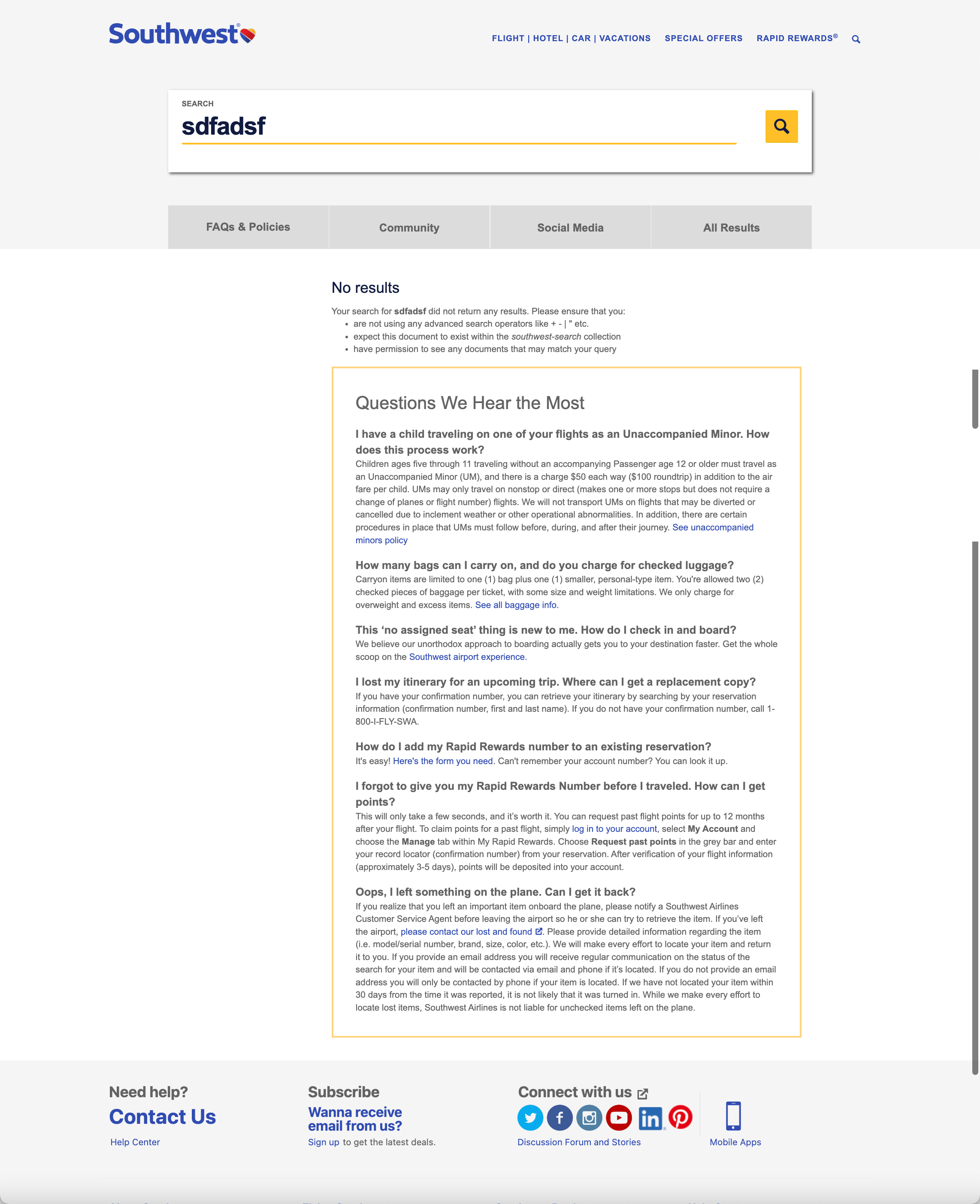Improved no results page